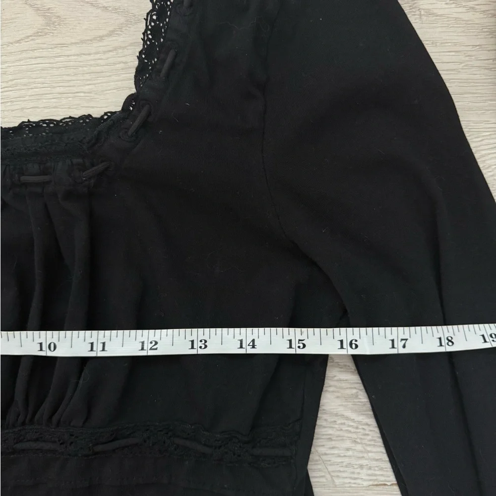 Free People Square Neck Long Sleeve Crop Lace Size L